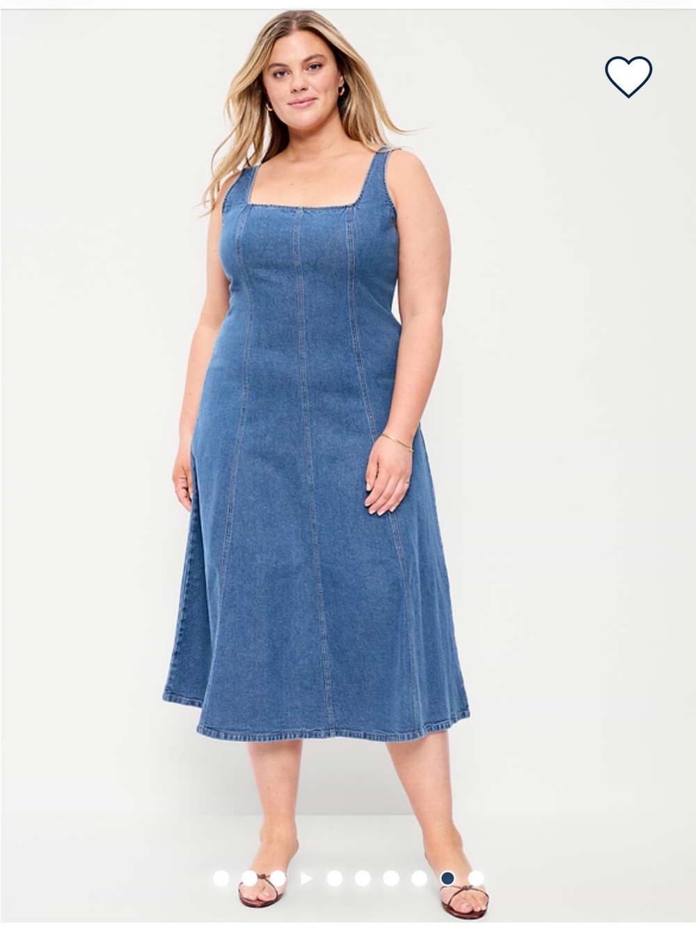 Old Navy Fit & Flare Denim Dress – Square Neck XL NWOT